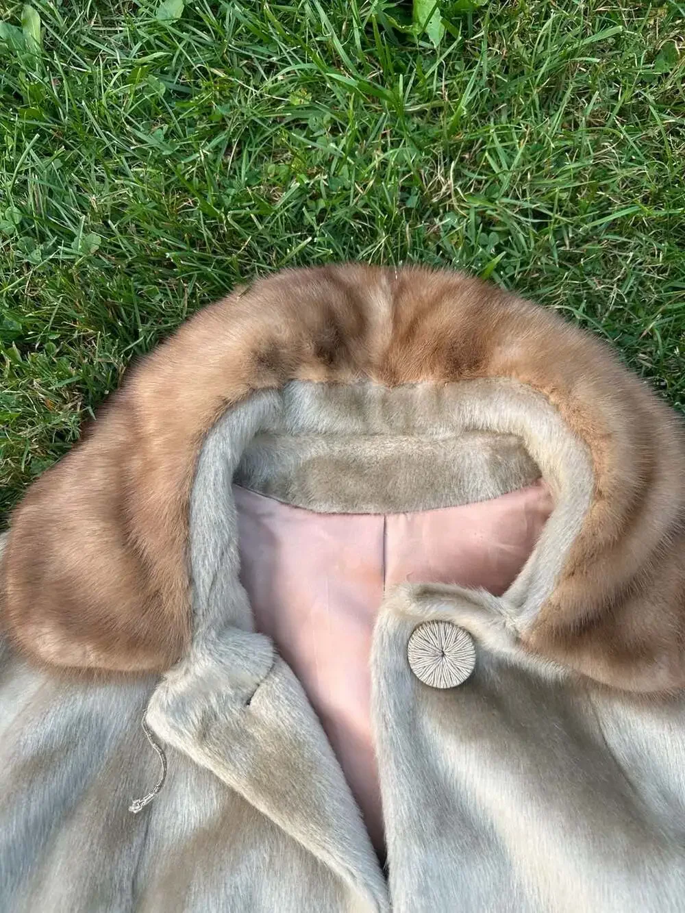Vintage Brazotta Faux Fur Coat with Real Mink Collar Styled by Fairmoor